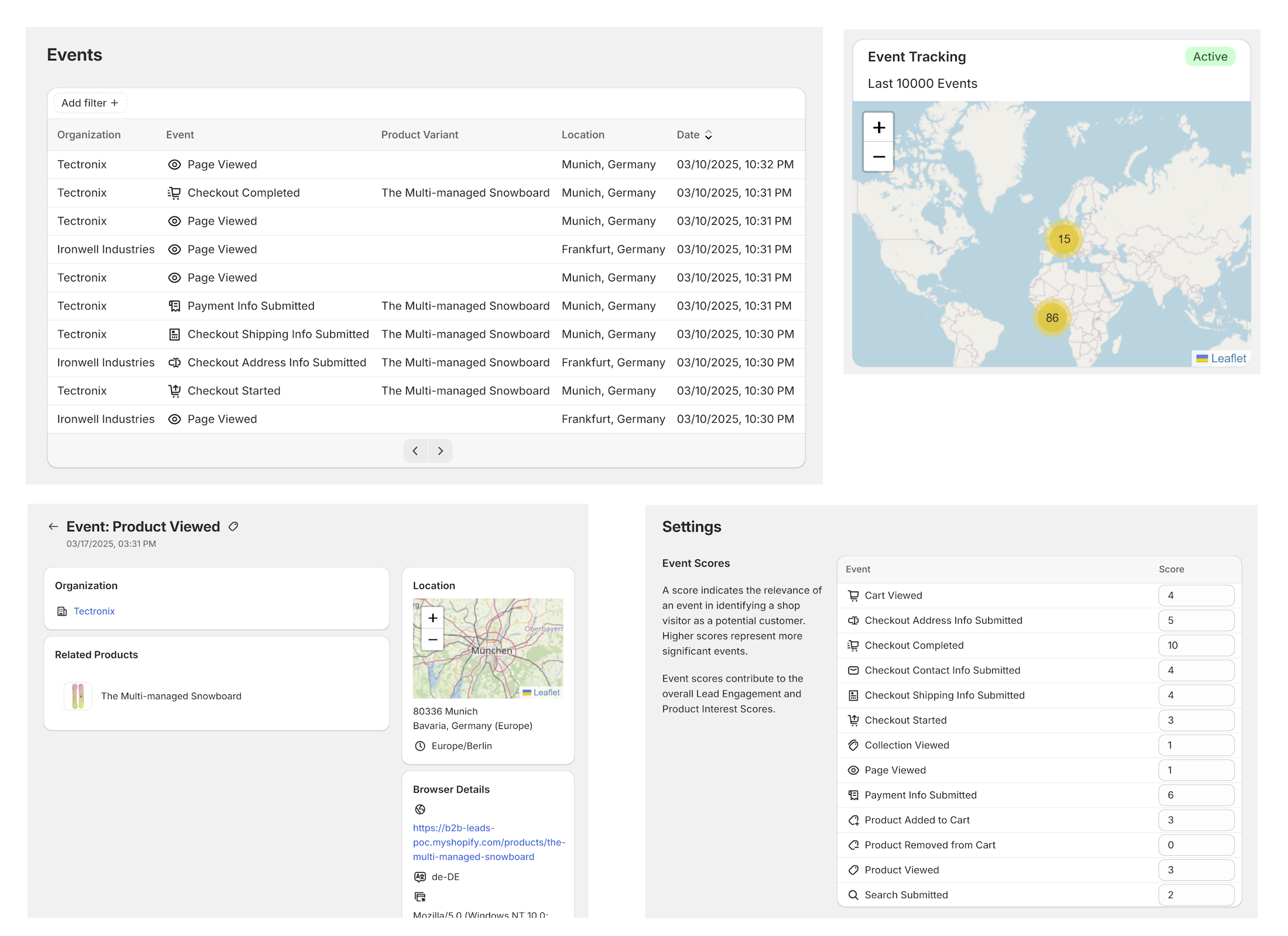 Customer Event Tracking Feature